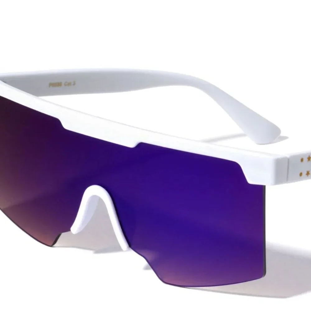 Men Sunglasses Blue Mirror Lens White Frame Driving Running Fishing Style Lentes